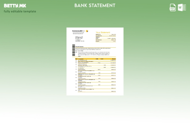 Модерен стил Шаблон за извод на австралиската Комонвелт банка